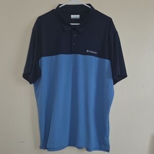 Columbia Omni-Shade Golf Polo in Colorblock Navy and Light Blue